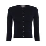 N.Peal Darcie Superfine Cashmere Cropped Cardigan in Navy Blue | Cardigan | Coveti