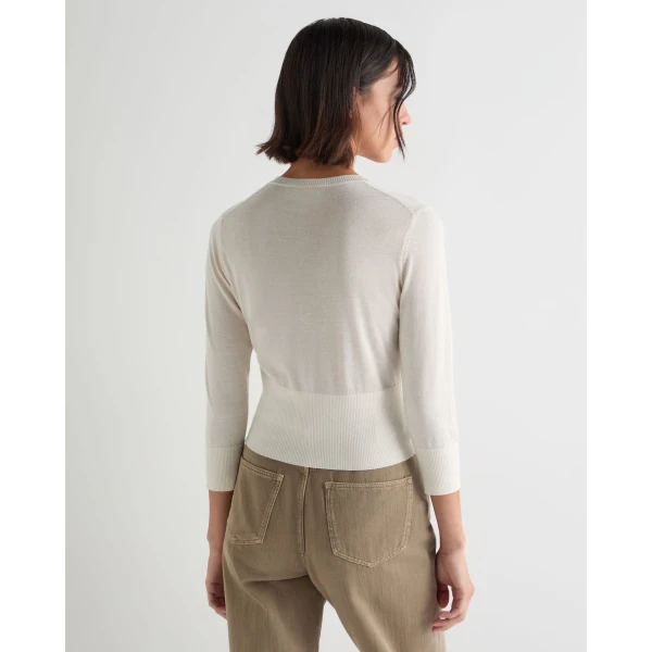N.Peal Darcie Superfine Cashmere Cropped Cardigan in New Ivory White