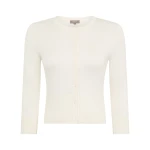 N.Peal Darcie Superfine Cashmere Cropped Cardigan in New Ivory White | Cardigan | Coveti