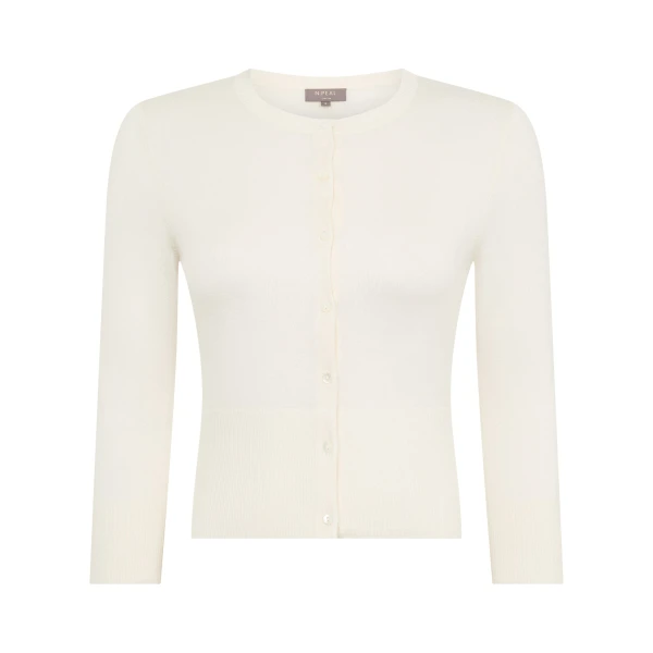 Darcie Superfine Cashmere Cropped Cardigan in New Ivory White