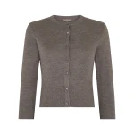 N.Peal Darcie Superfine Cashmere Cropped Cardigan in Pecan Brown | Cardigan | Coveti