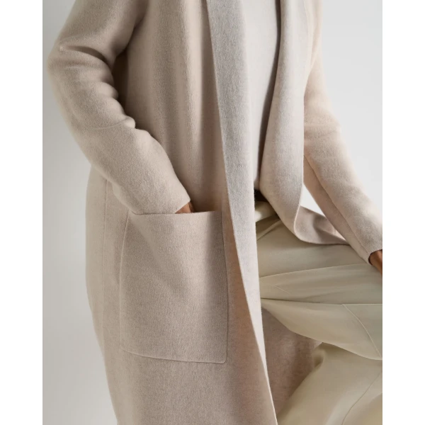 N.Peal Double Face Robe Cashmere Cardigan in Ecru White