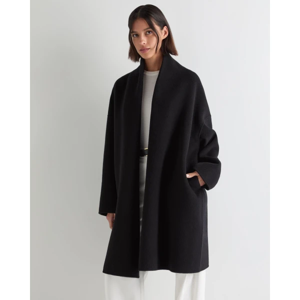 N.Peal Double Face Robe Coat in Black