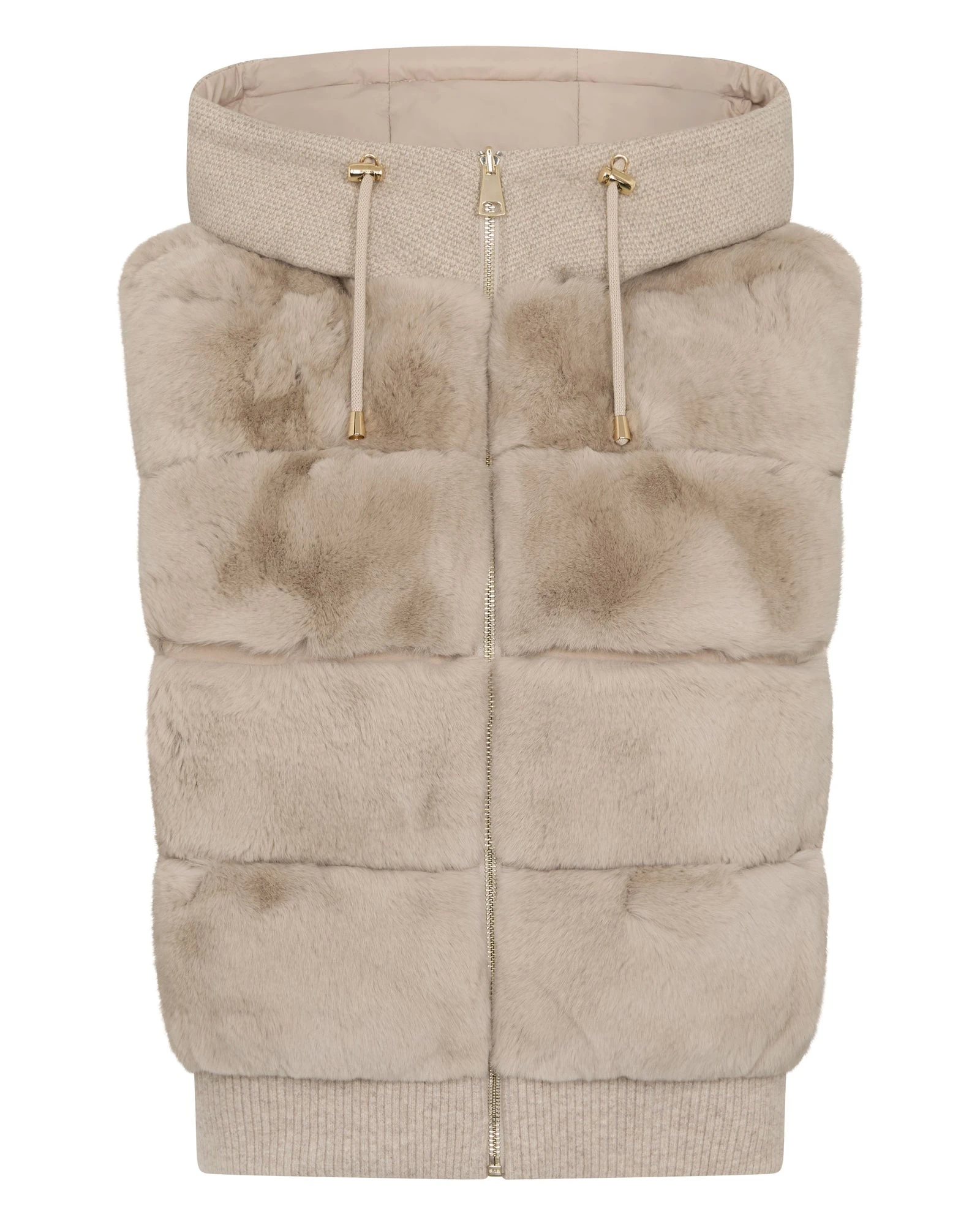 N.Peal Down Gilet With Rex Fur in Beige Brown N.Peal Down Gilet With Rex Fur in Beige Brown | Vests | Coveti