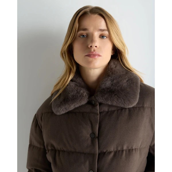 N.Peal Down Rex Fur Puffer Jacket in Chocolate Brown