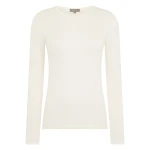 N.Peal Eden Superfine Cashmere Round Neck Top in New Ivory White | Long Sleeve | Coveti
