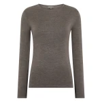 N.Peal Eden Superfine Cashmere Round Neck Top in Pecan Brown | Long Sleeve | Coveti