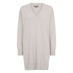 N.Peal Elise Long V Neck Cashmere Tunic in Pebble Grey | Sweaters | Coveti