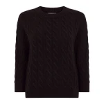 N.Peal Emilia Cable Round Neck Cashmere Jumper in Cocoa Brown | Sweaters | Coveti