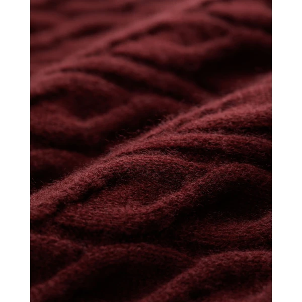 N.Peal Emilia Cable Round Neck Cashmere Jumper in Rustic Red