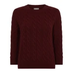 N.Peal Emilia Cable Round Neck Cashmere Jumper in Rustic Red | Sweaters | Coveti