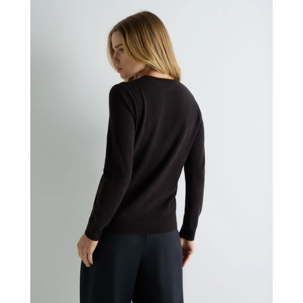 N.Peal Evie Classic Round Neck Cashmere Jumper in Cocoa Brown