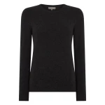 N.Peal Evie Classic Round Neck Cashmere Jumper in Deep Charcoal Grey | Sweaters | Coveti