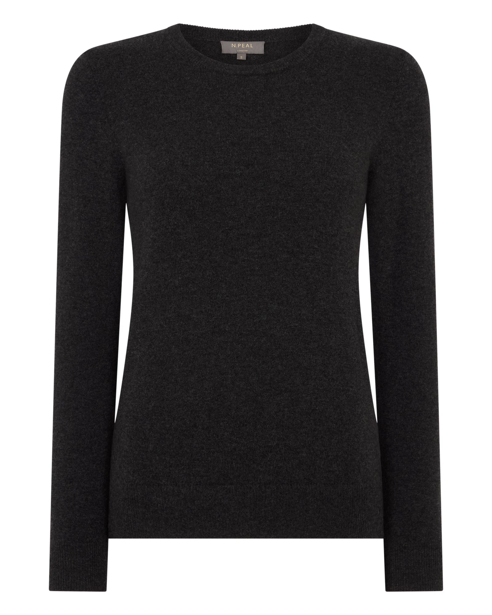 N.Peal Evie Classic Round Neck Cashmere Jumper in Deep Charcoal Grey N.Peal Evie Classic Round Neck Cashmere Jumper in Deep Charcoal Grey | Sweaters | Coveti