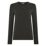 N.Peal Evie Classic Round Neck Cashmere Jumper in Grey Moss | Sweaters | Coveti
