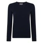 N.Peal Evie Classic Round Neck Cashmere Jumper in Navy Blue | Sweaters | Coveti