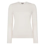 N.Peal Evie Classic Round Neck Cashmere Jumper in New Ivory White | Sweaters | Coveti