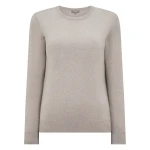 N.Peal Evie Classic Round Neck Cashmere Jumper in Oat Grey | Sweaters | Coveti