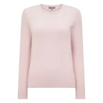 N.Peal Evie Classic Round Neck Cashmere Jumper in Powder Pink | Sweaters | Coveti
