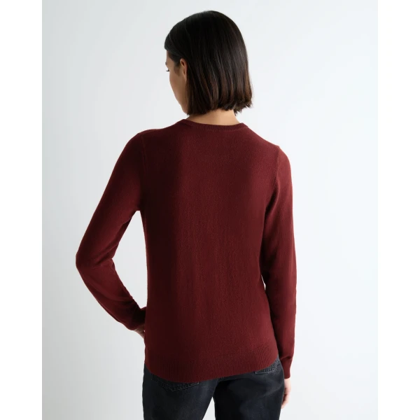N.Peal Evie Classic Round Neck Cashmere Jumper in Rustic Red