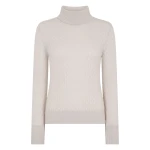 N.Peal Fairisle Cashmere Roll Neck Cashmere Jumper With Lurex in Snow Grey | Turtlenecks | Coveti