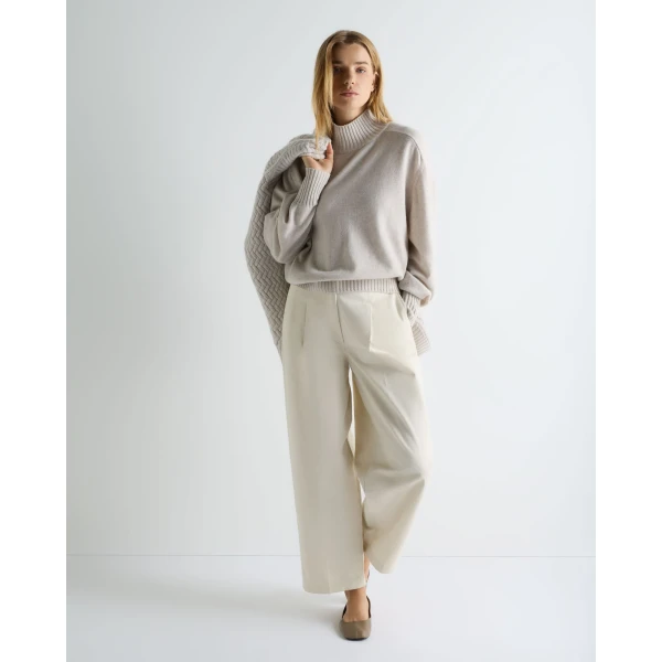 N.Peal Funnel Neck Cashmere Jumper in Pebble Grey