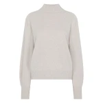 N.Peal Funnel Neck Cashmere Jumper in Pebble Grey | Turtlenecks | Coveti