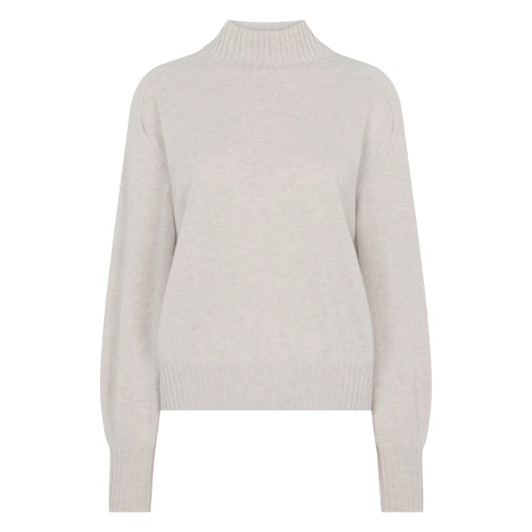 Funnel Neck Cashmere Jumper in Pebble Grey