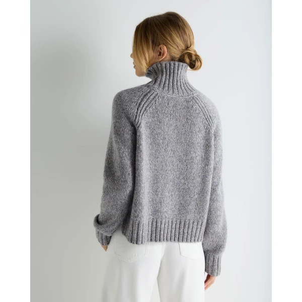 N.Peal Funnel Neck Melange Cashmere Jumper With Lurex in Ash Grey Sparkle