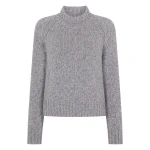 N.Peal Funnel Neck Melange Cashmere Jumper With Lurex in Ash Grey Sparkle | Turtlenecks | Coveti