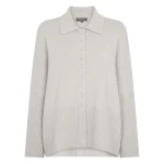 N.Peal Fur Collar Buttoned Cashmere Cape in Pebble Grey | Knitwear | Coveti