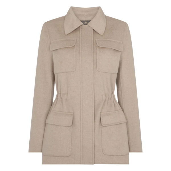 N.Peal Fur Collar Field Jacket in Beige Brown | Jackets | Coveti