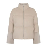 N.Peal Fur Cuff Padded Cashmere Jacket in Dark Beige Brown | Jackets | Coveti