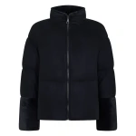N.Peal Fur Cuff Padded Cashmere Jacket in Navy Blue | Jackets | Coveti