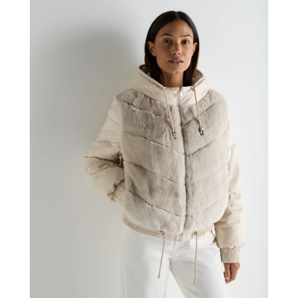 N.Peal Fur Front Padded Jacket in Natural Brown