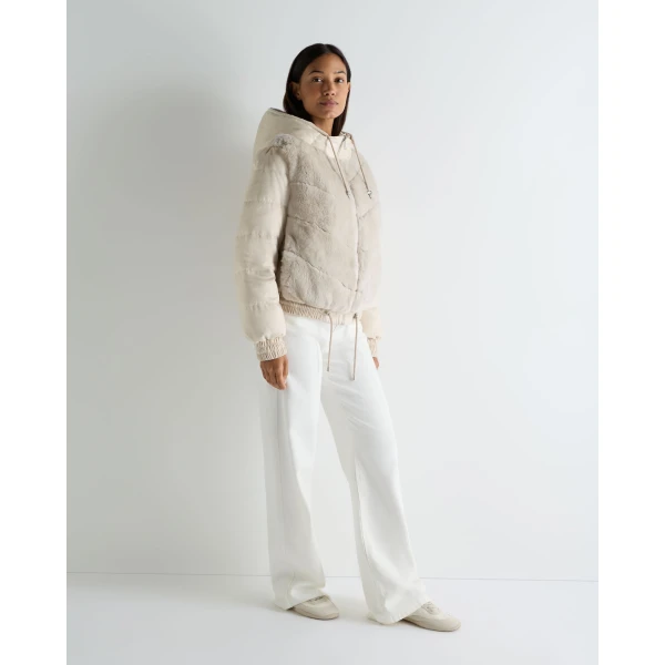 N.Peal Fur Front Padded Jacket in Natural Brown