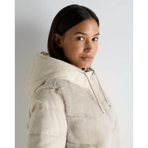 N.Peal Fur Front Padded Jacket in Natural Brown