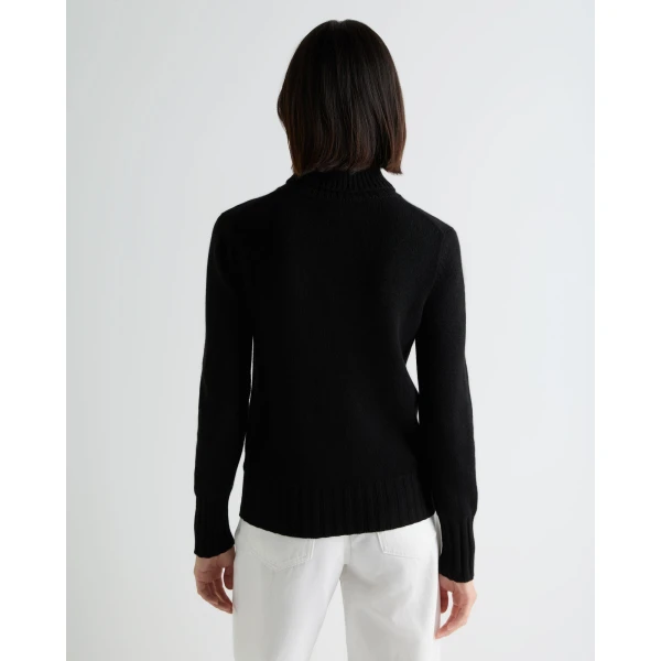 N.Peal Hazel Chunky Roll Neck Cashmere Jumper in Black