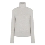 N.Peal Hazel Chunky Roll Neck Cashmere Jumper in Cashmere Grey Melange | Turtlenecks | Coveti