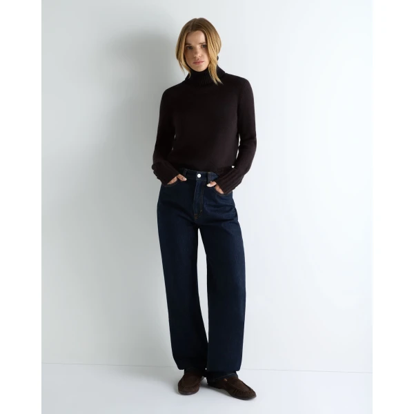 N.Peal Hazel Chunky Roll Neck Cashmere Jumper in Cocoa Brown