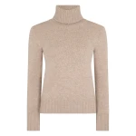 N.Peal Hazel Chunky Roll Neck Cashmere Jumper in Oatmeal Brown | Turtlenecks | Coveti