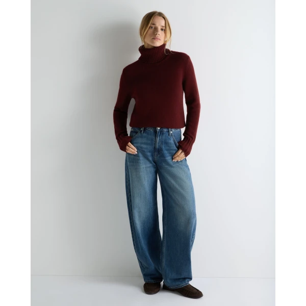 N.Peal Hazel Chunky Roll Neck Cashmere Jumper in Rustic Red