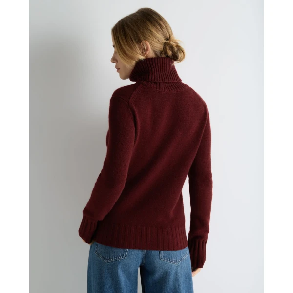 N.Peal Hazel Chunky Roll Neck Cashmere Jumper in Rustic Red
