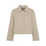 N.Peal Herringbone Jacket With Rex Fur Collar in Beige Brown | Jackets | Coveti