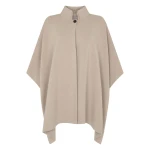 N.Peal High Collar Cashmere Cape With Fur Trim in Cashew Brown | Knitwear | Coveti