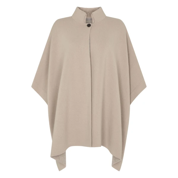 N.Peal High Collar Cashmere Cape With Fur Trim in Cashew Brown | Knitwear | Coveti