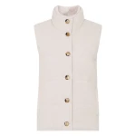 N.Peal Honeycomb Cashmere Gilet With Fur Trim in Pebble Grey | Vests | Coveti