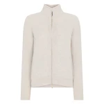 N.Peal Honeycomb Full Zip Cashmere Jumper With Fur Trim in Pebble Grey | Sweaters | Coveti