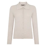 N.Peal Honeycomb Fur Trim Cashmere Cardigan in Pebble Grey | Cardigan | Coveti
