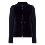 N.Peal Honeycomb Fur Trim Cashmere Hoodie in Navy Blue | Hoodies | Coveti